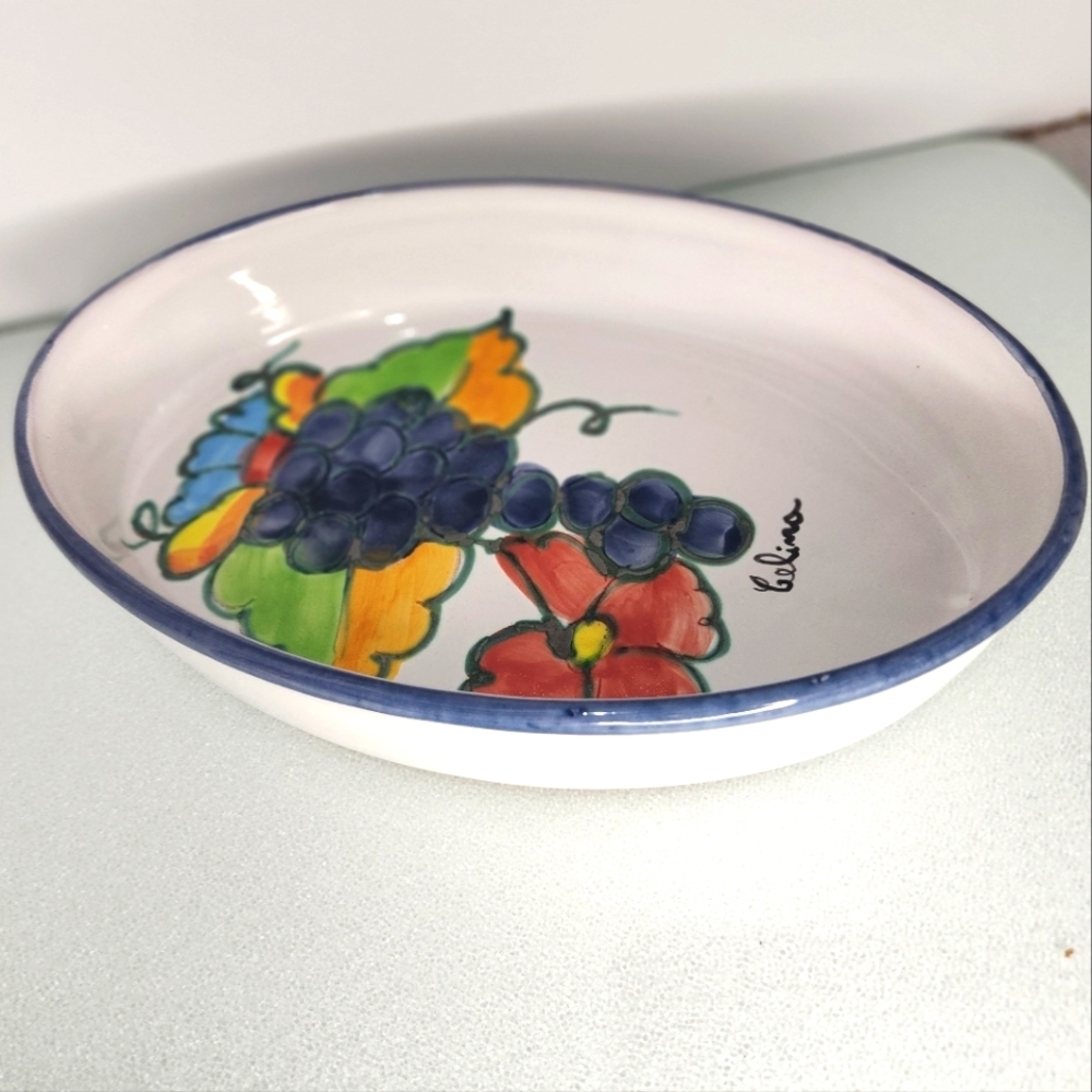 Himark Celina Portuguese ceramic large baking dish‎ hand painted grapes&flower